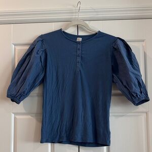 Elegant Blue Long Sleeve Women's Top